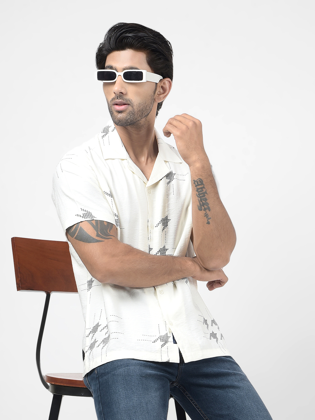 Numero Uno Men Embroidered White Shirt